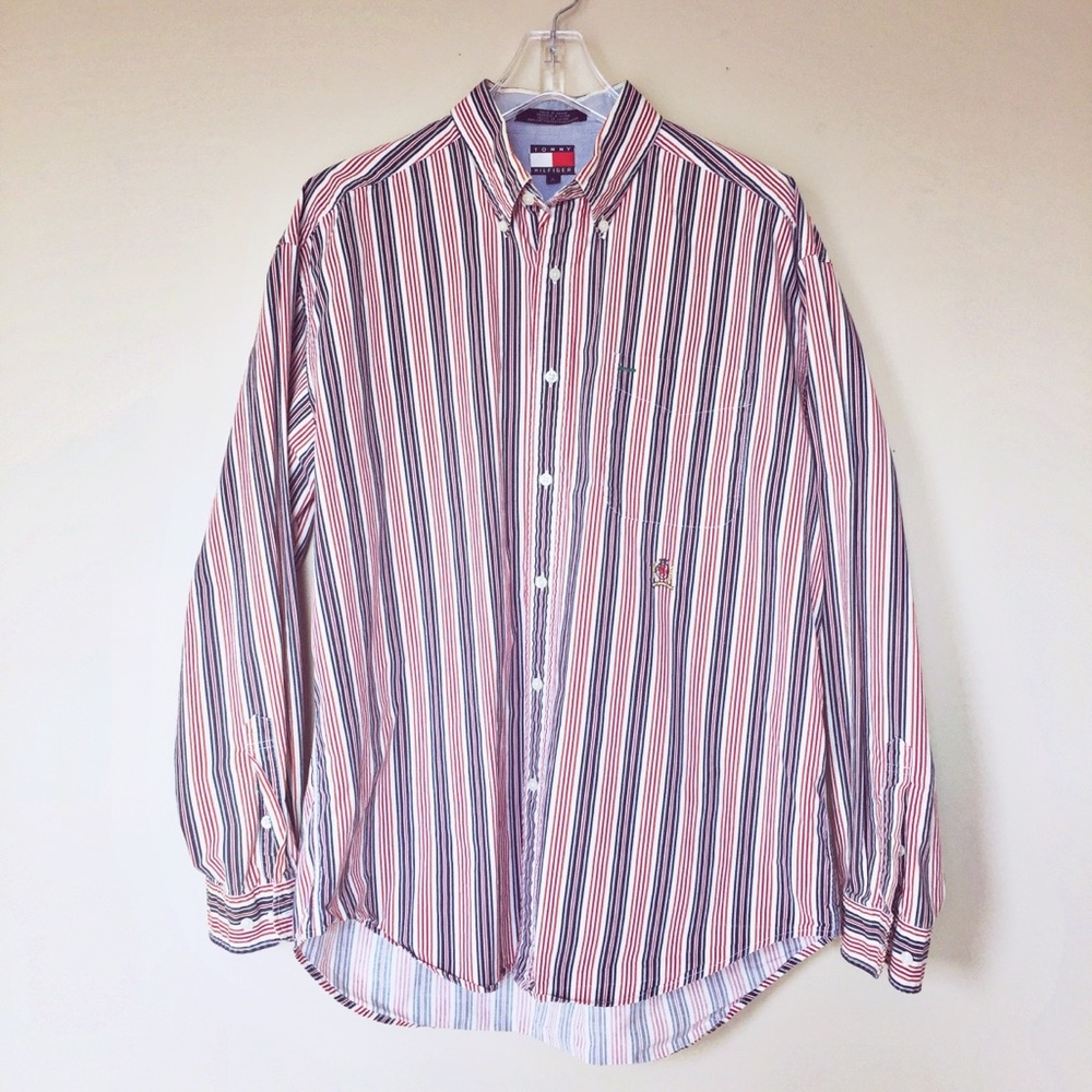 Vintage Tommy Hilfiger Striped Crest Button Down